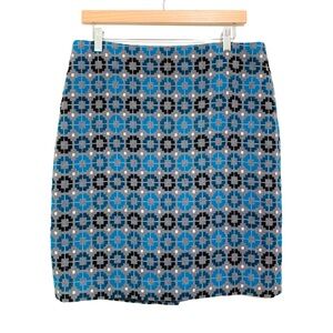 Talbots Wool Blend Medallion Print Straight Skirt Size 12 Petite Clueless Preppy